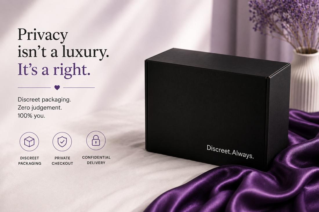 Discreet intimacy product delivery and modern privacy-focused wellness concept